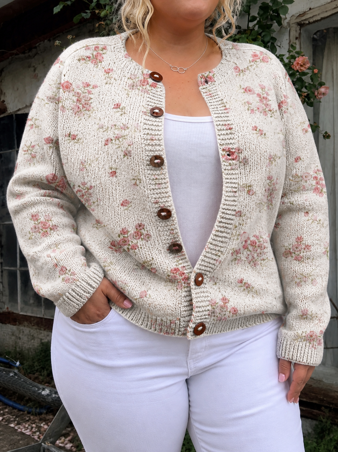 Evanthea | Vintage Floral Knit Cardigan Sweater