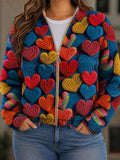 Diane | Multicolour Hearts Zip Cardigan