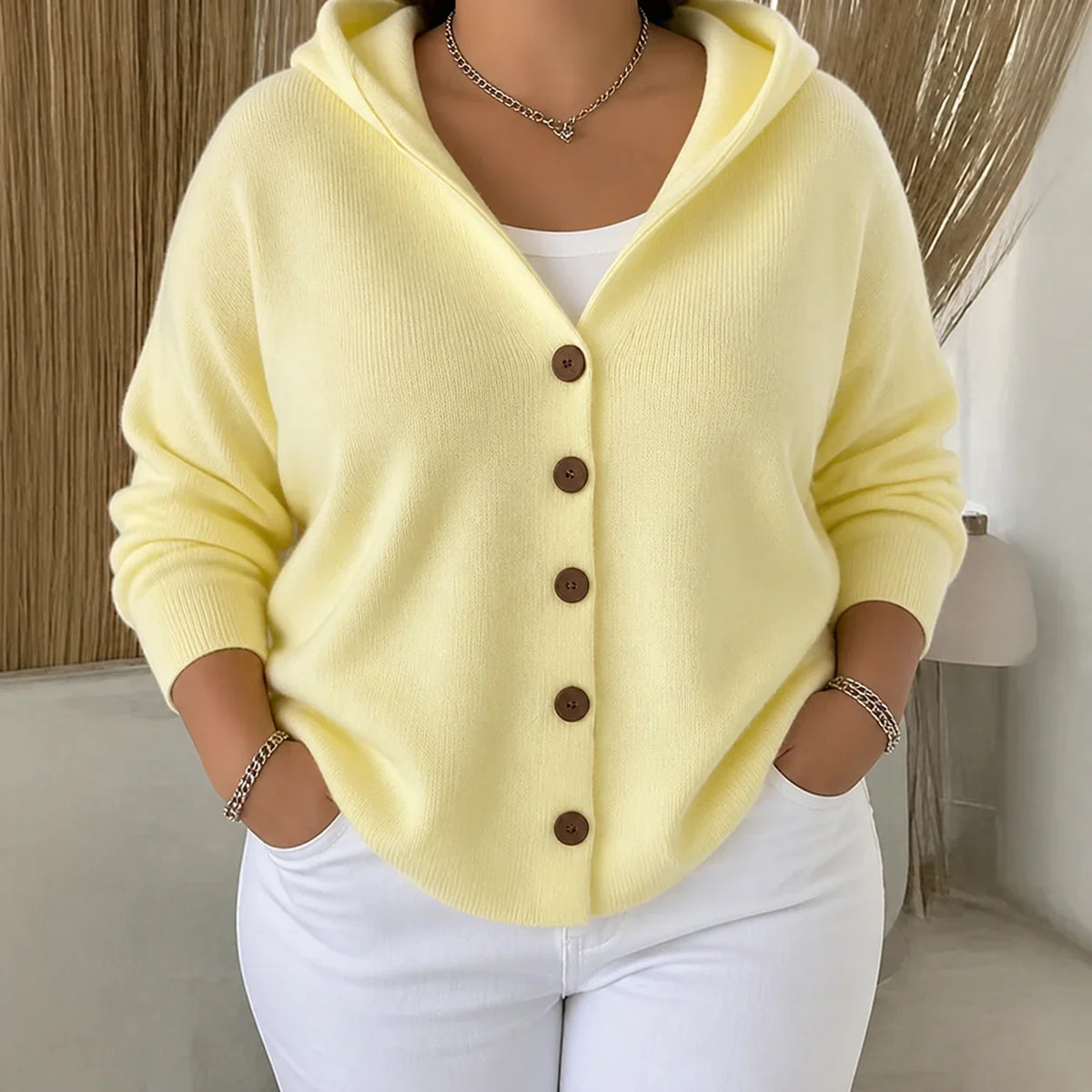 Darienne | Hooded Button-Up Knit Cardigan