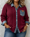 Sharon | Cable Knit Contrast Cardigan