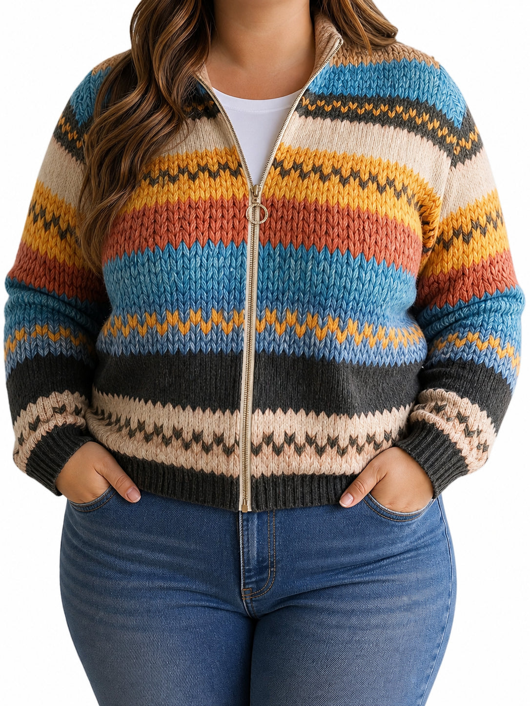 Cheryl | Multicolour Striped Zip Cardigan