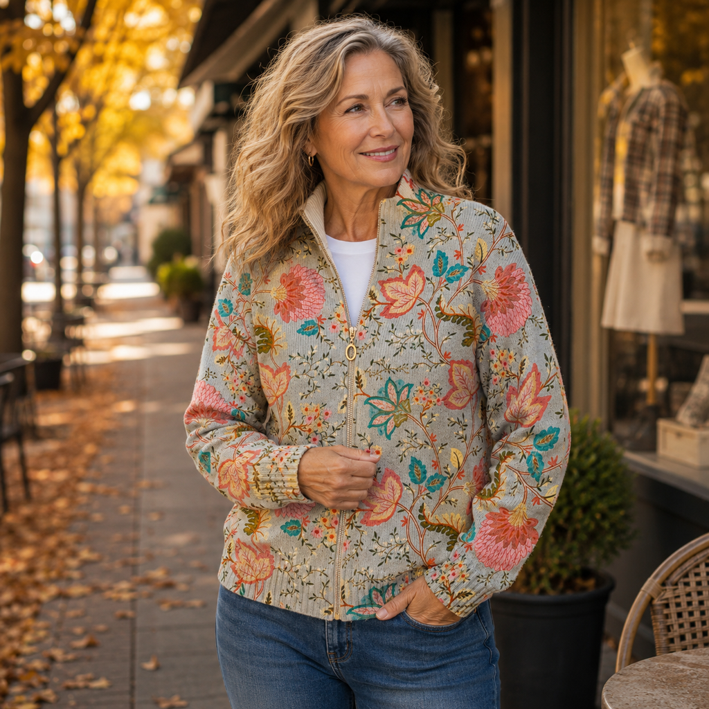 Nancy | Vintage Floral Zip Cardigan