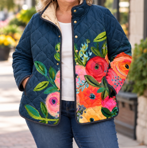Amaya | Vintage Floral Print Quilted Jacket