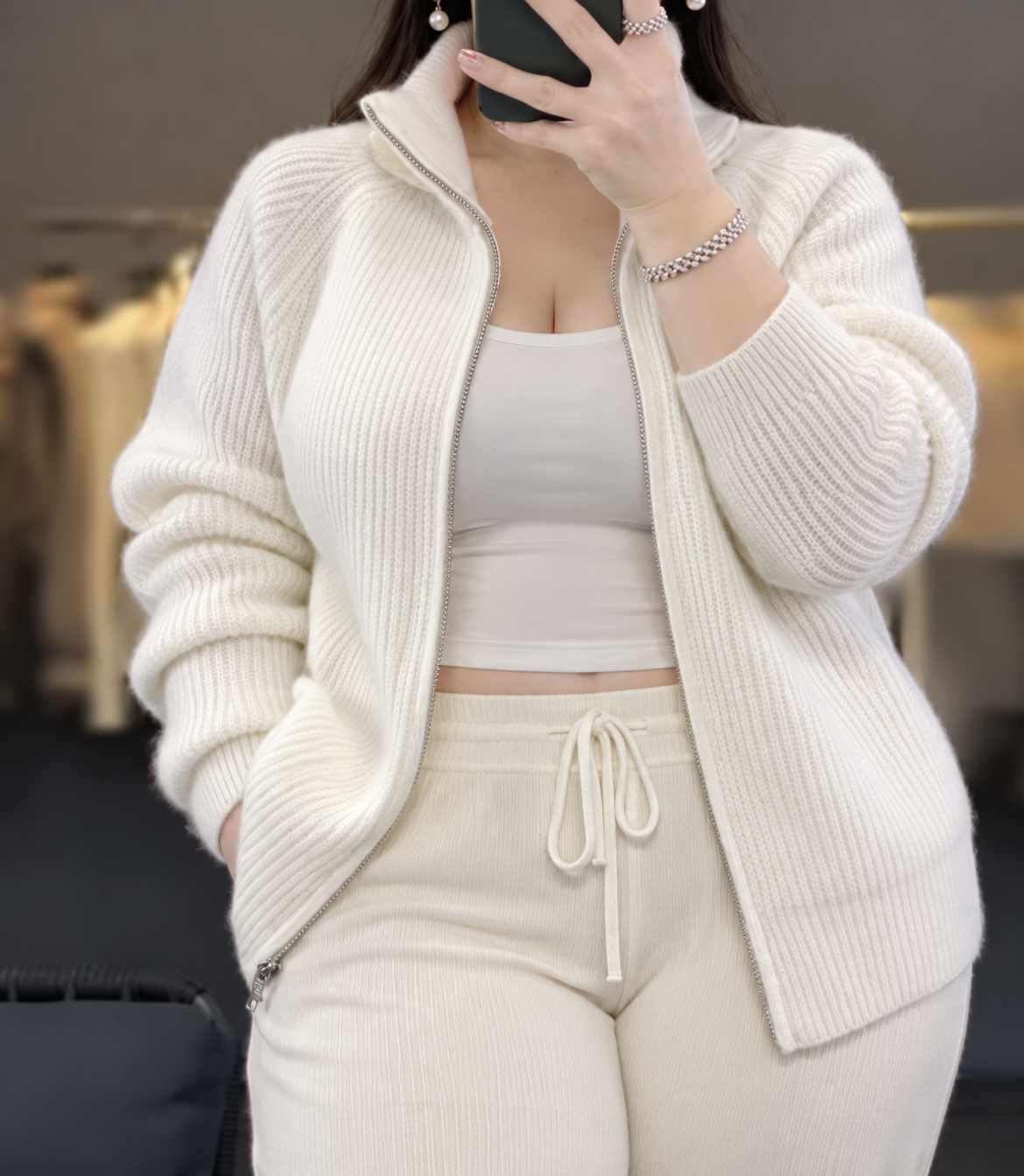 Barbara | Cashmere Zip-Up Cardigan