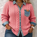 Linda | Cable Knit Contrast Cardigan