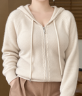 Susan | Cashmere Zip-Up Hooded Cardigan