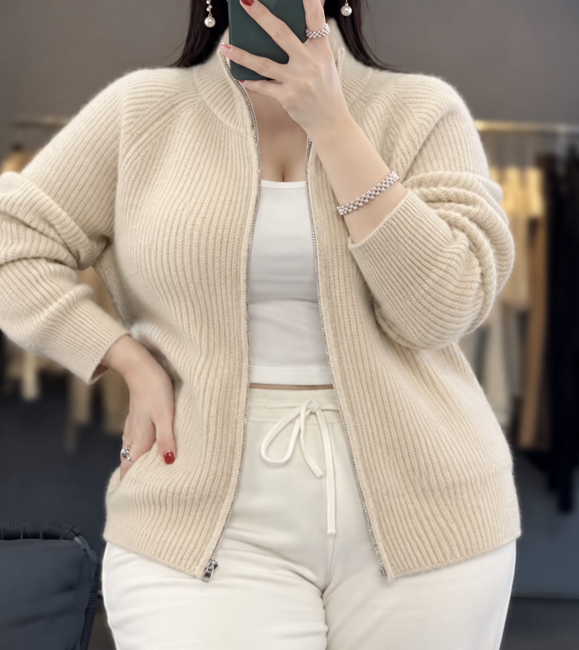 Barbara | Cashmere Zip-Up Cardigan