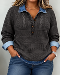 Patricia | Textured Contrast Collar Pullover