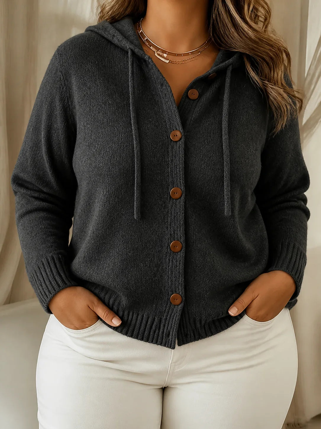 Brenda | Cozy Button Cardigan Hoodie