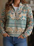 Cynthia | Botanical Print Zip Cardigan