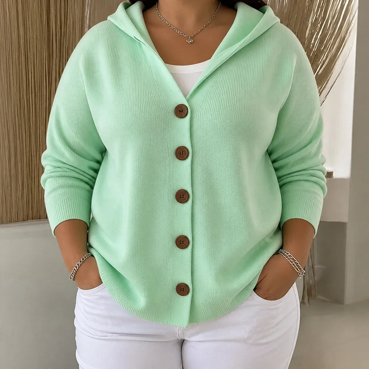 Darienne | Hooded Button-Up Knit Cardigan