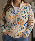 Patricia | Botanical Leaf Print Zip Cardigan