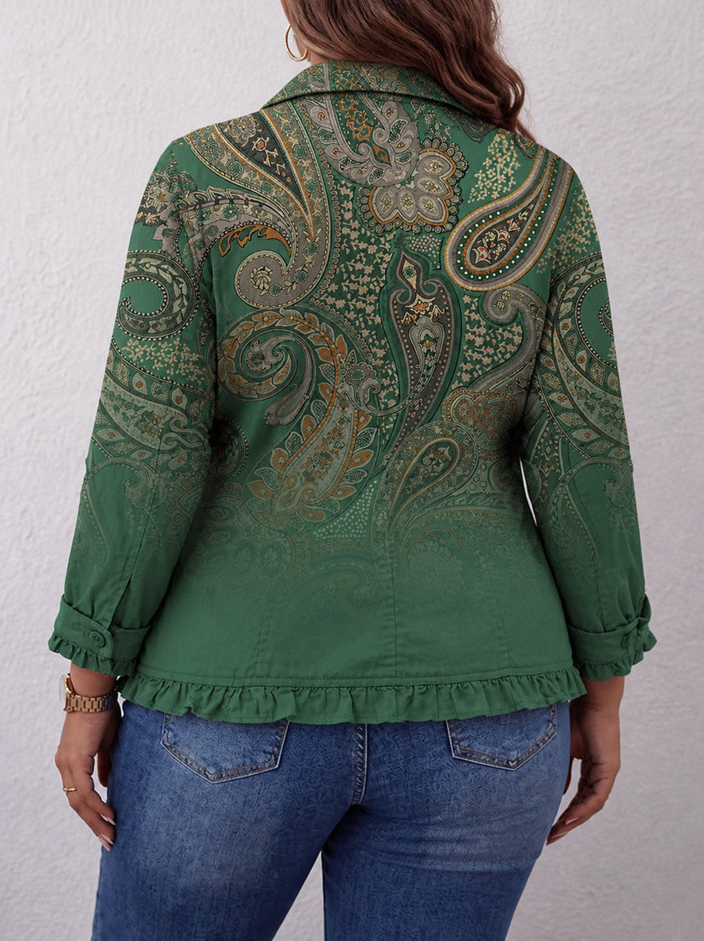 Jemara | Bohemian Paisley Print Ruffled Jacket