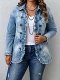 Jemison | Boho-Style Gradient Vintage Botanical Print Ruffle-Detail Jacket