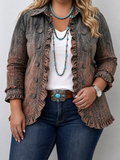 Bristow | Vintage Gradient Textured Print Ruffle Jacket