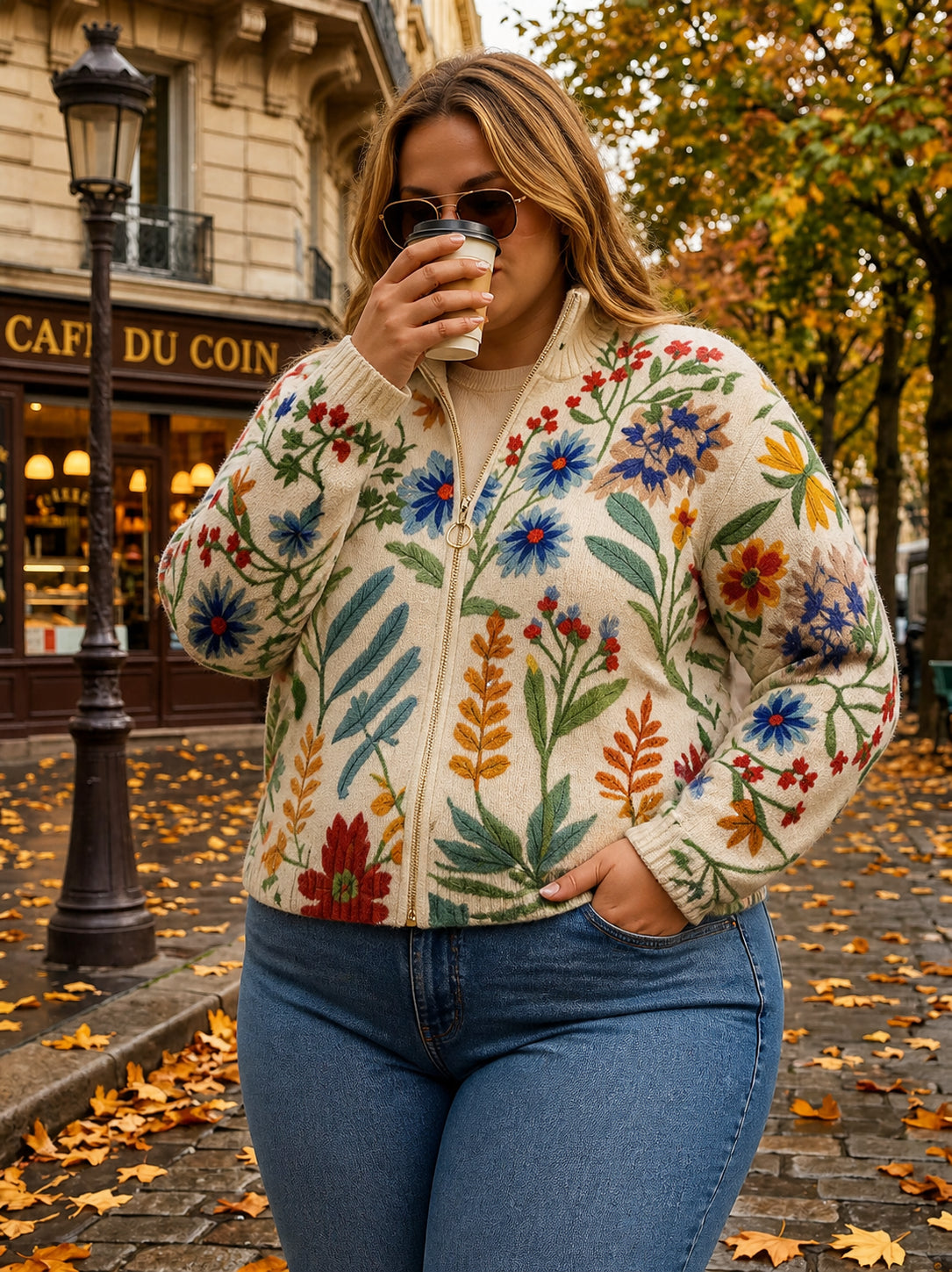 Donna | Garden Floral Zip Cardigan