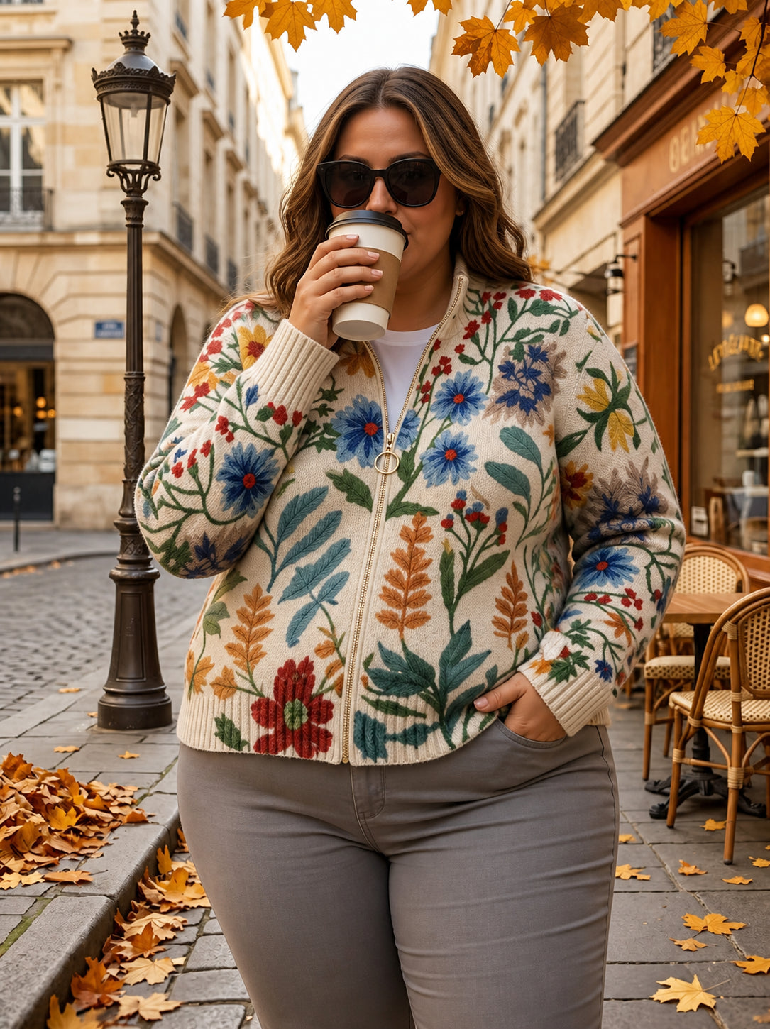 Donna | Garden Floral Zip Cardigan
