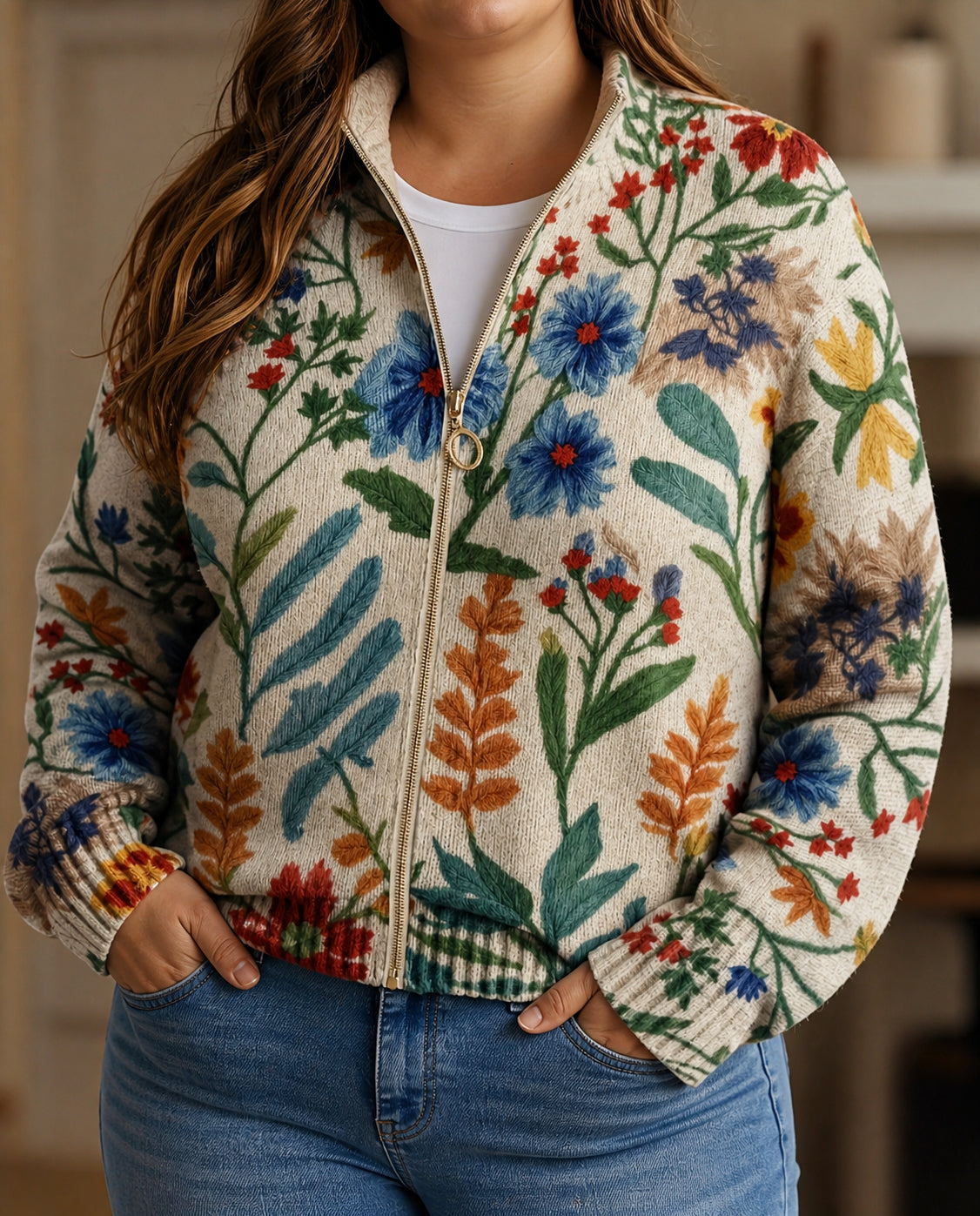 Donna | Garden Floral Zip Cardigan
