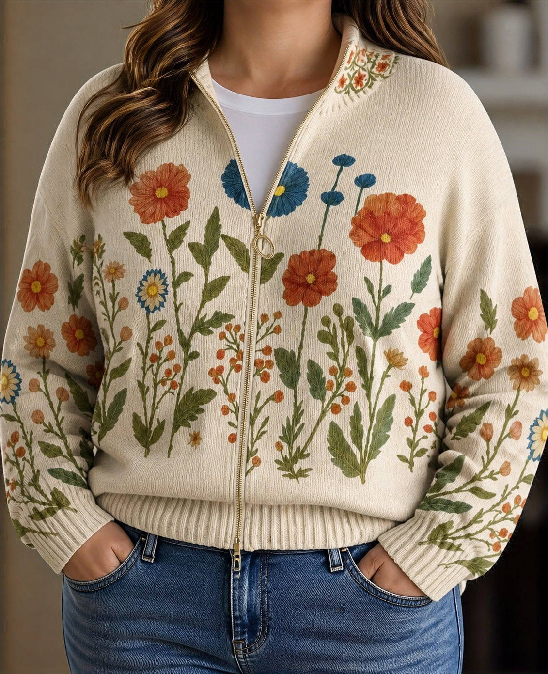Sharon | Wildflower Meadow Zip Cardigan